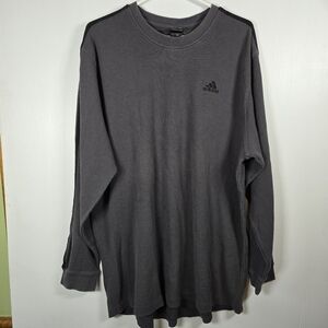 Adidas Men's Vintage Grey Long-sleeve Thermal Waffle Knit Shirt Size 2XL